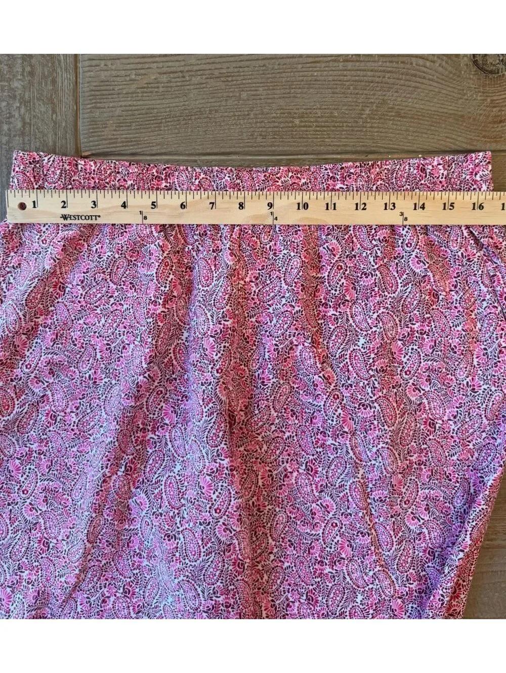 J.Jill Pink Paisley Wide Leg Pants Women’s Medium Pull-On Flowy Boho Lightweight